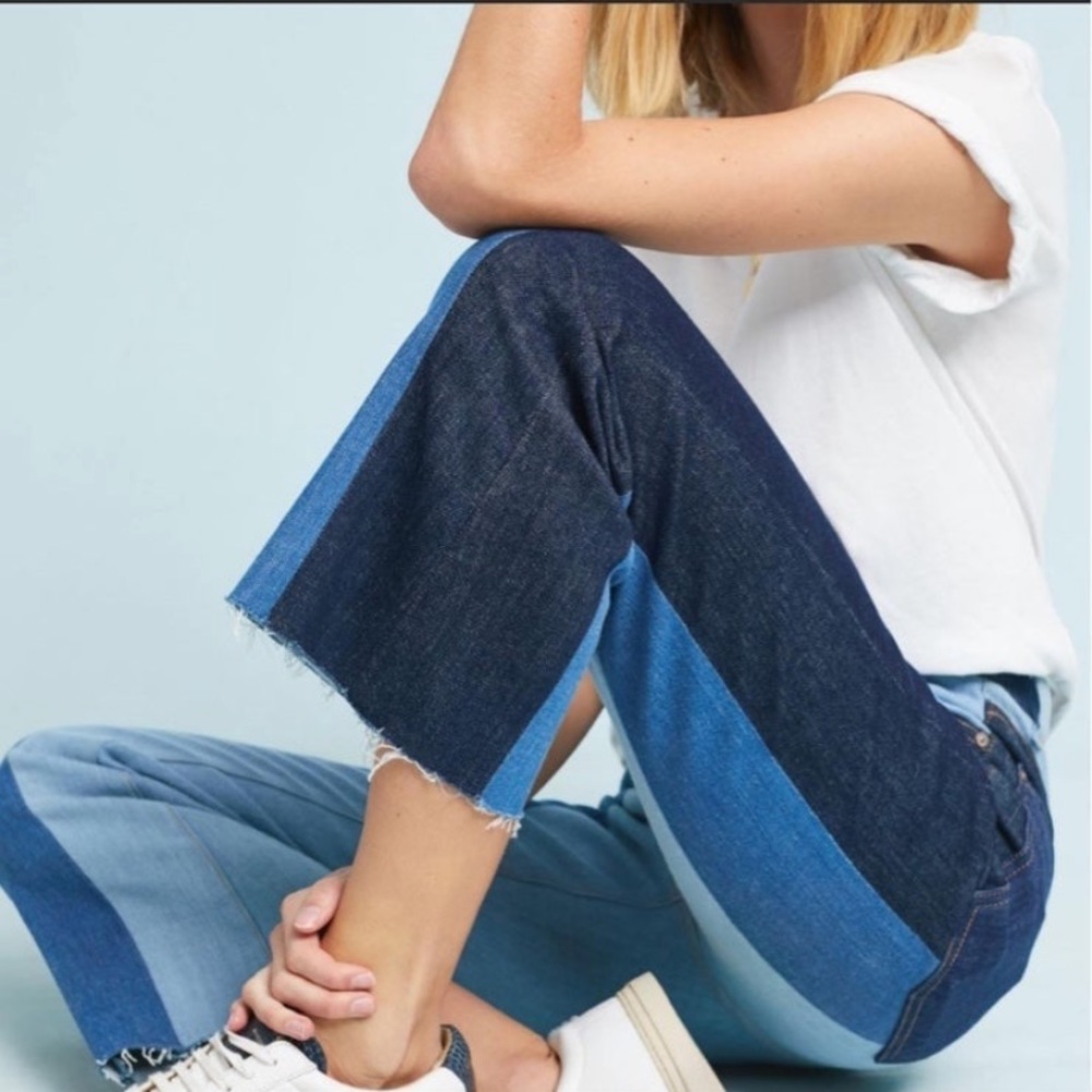 7 for All Mankind Ali Patchwork High Waist Crop Flare Jeans